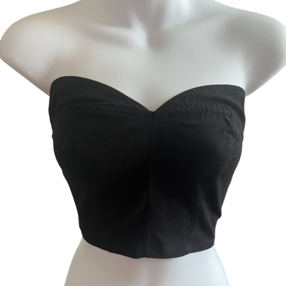 Free People‎ Black Strapless Crop Top XS new without tag